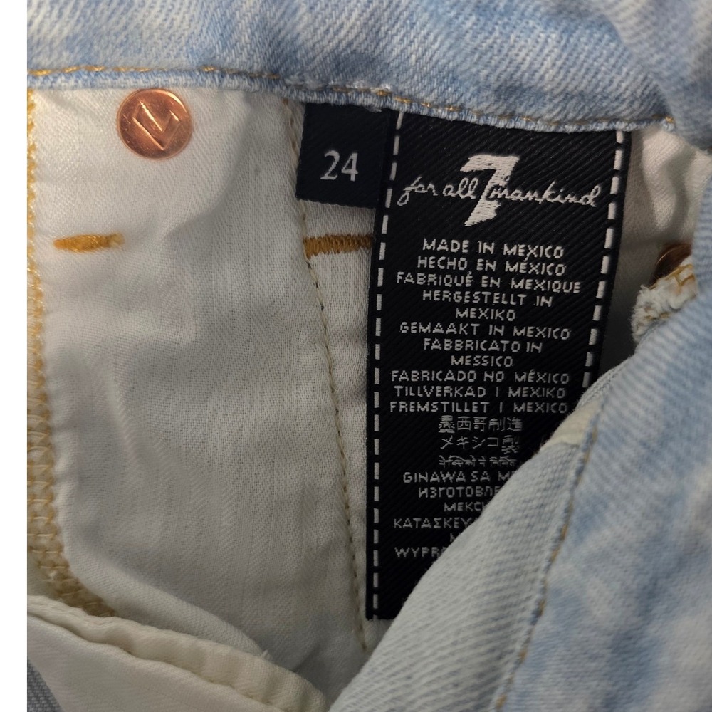 7 For All Mankind High Waist Raw Hem fray boho premium Light Wash Blue Womens24 - Picture 4 of 9